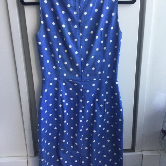 Blue and white polka dot dress with pockets - Picture 2 of 2
